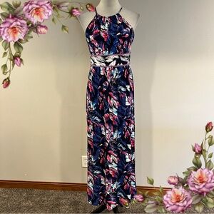 Roz‎ & Ali Floral Sleeveless Halter stretchy Maxi Dress size 6